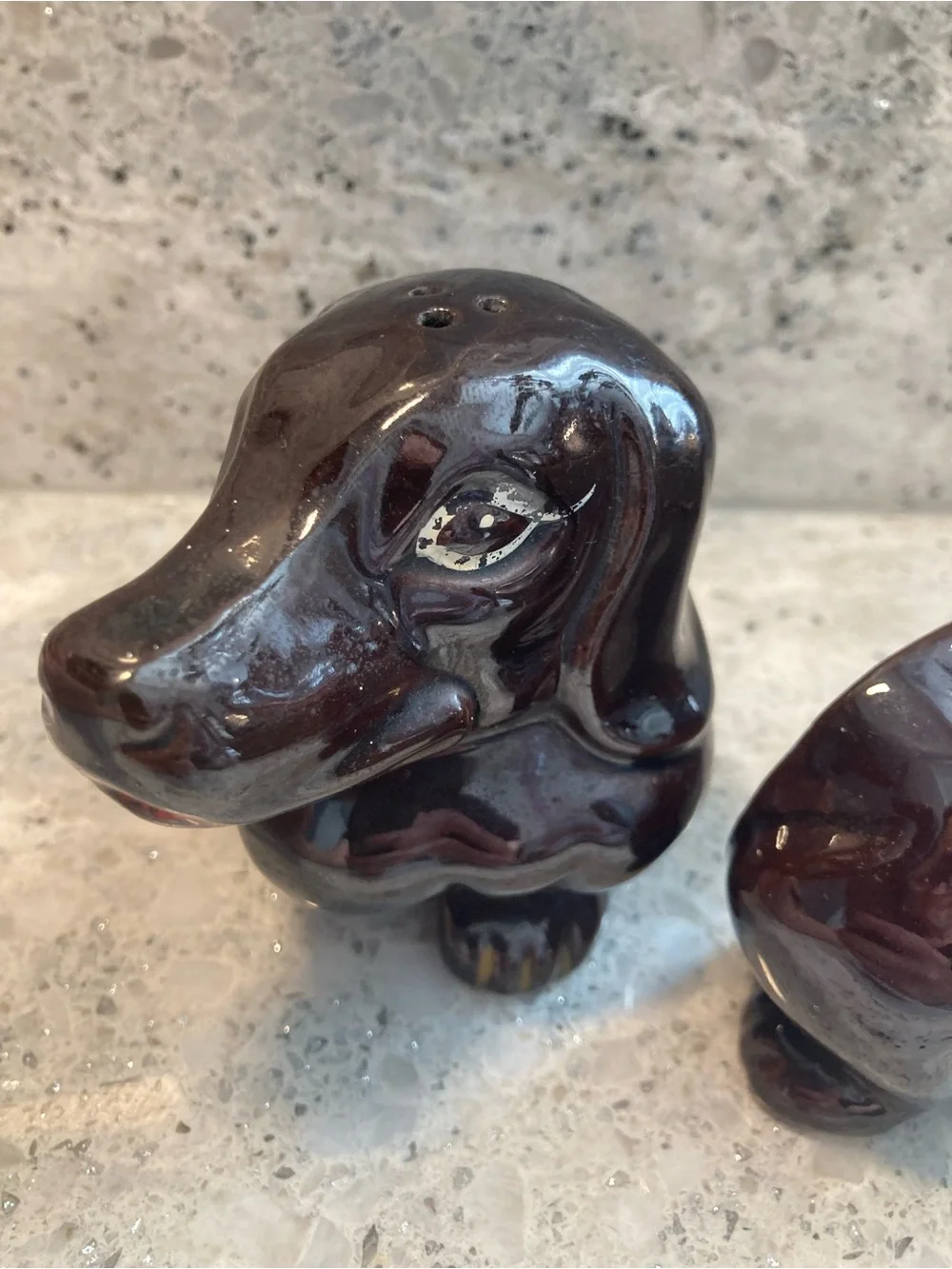 Ceramic Dachshund Salt and Pepper Shaker Set - Brown
